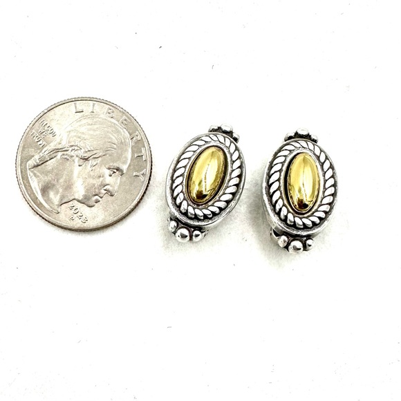 Brighton Clip On Earrings Two Tone Silver & Gold - Picture 5 of 7